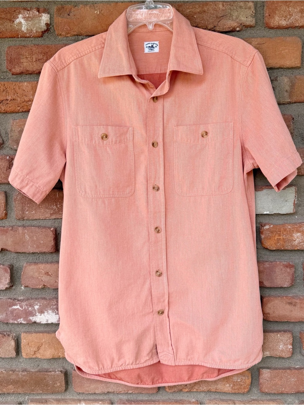 Atlantic Rancher Company Bayman’s Clamdigger Shirt, Short Sleeve Salmon Orange